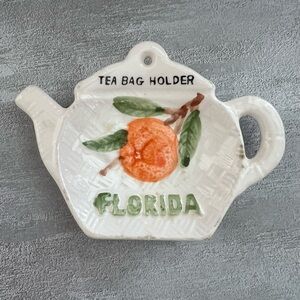 Vintage Ceramic Tea Bag Holder Florida Kitsch